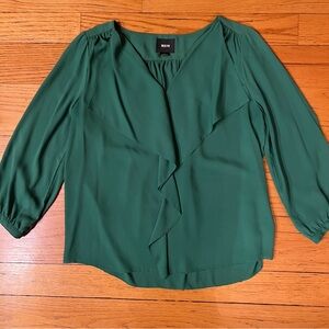 Maeve Forest Green Ruffle Blouse